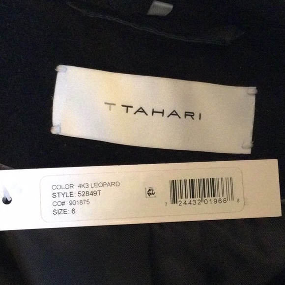 T Tahari wool coat - black and leopard - Picture 8 of 12
